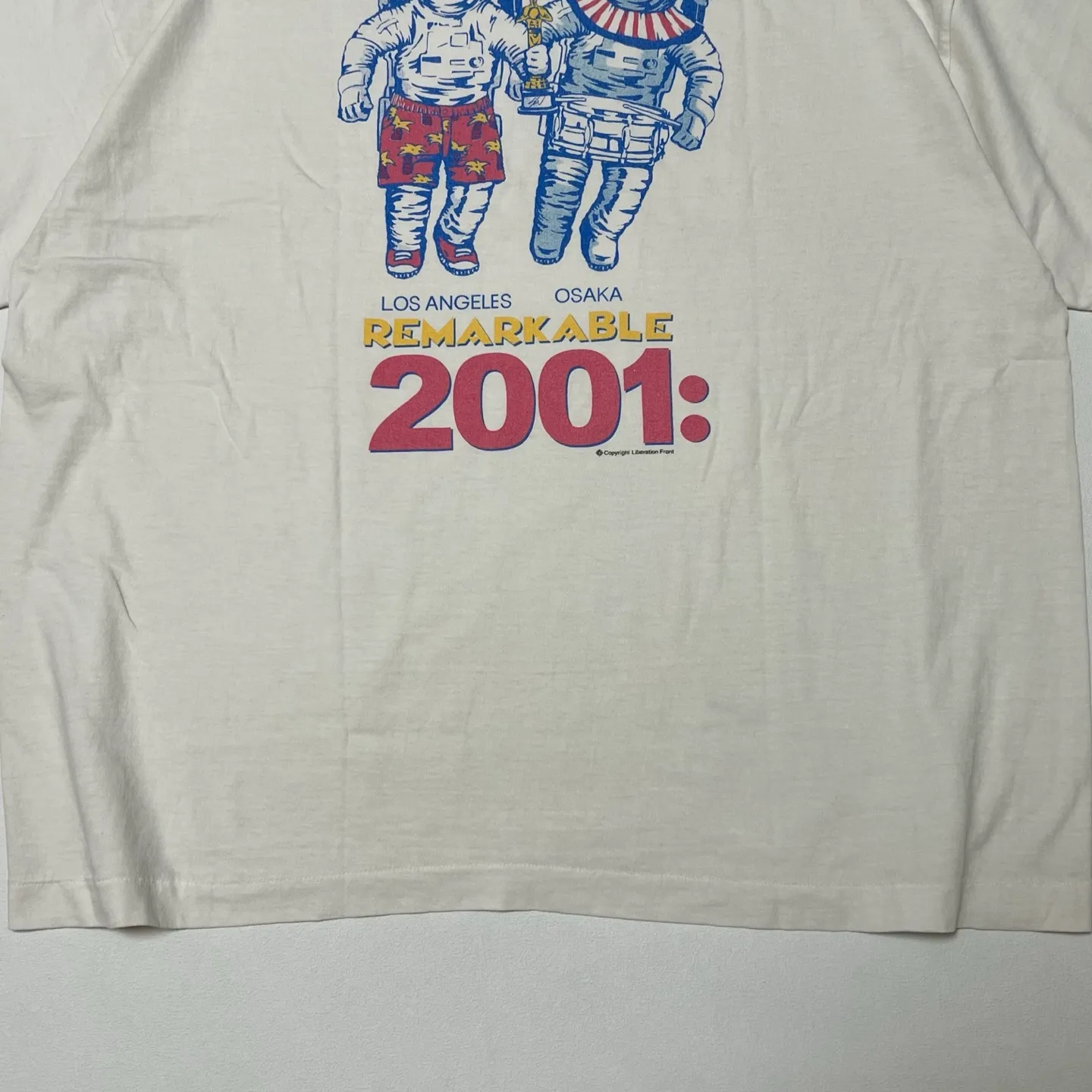 SAINT Mxxxxxx × Sean Wotherspoon SW_SS TEE/ASTRO/WHT SW joint retro enzyme-washed old tee Astronaut distressed short-sleeved off-white S-XL Correct version Customized SW joint wash water label Original development Production without looking at pictures Printing pixel level restoration Handmade acrylic ready-made clothing graffiti ink